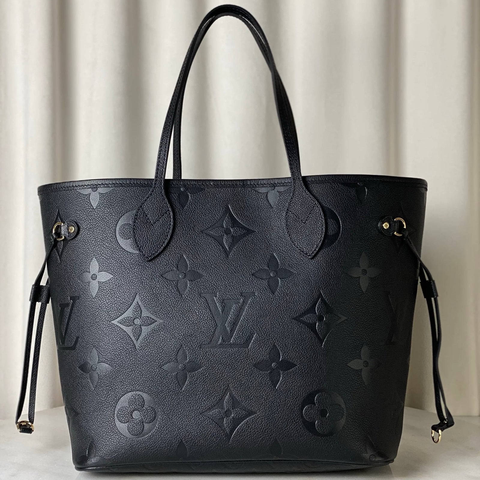 img_0560 LV Black Monogram Empreinte Leather Neverfull MM NM Bag - Image 1