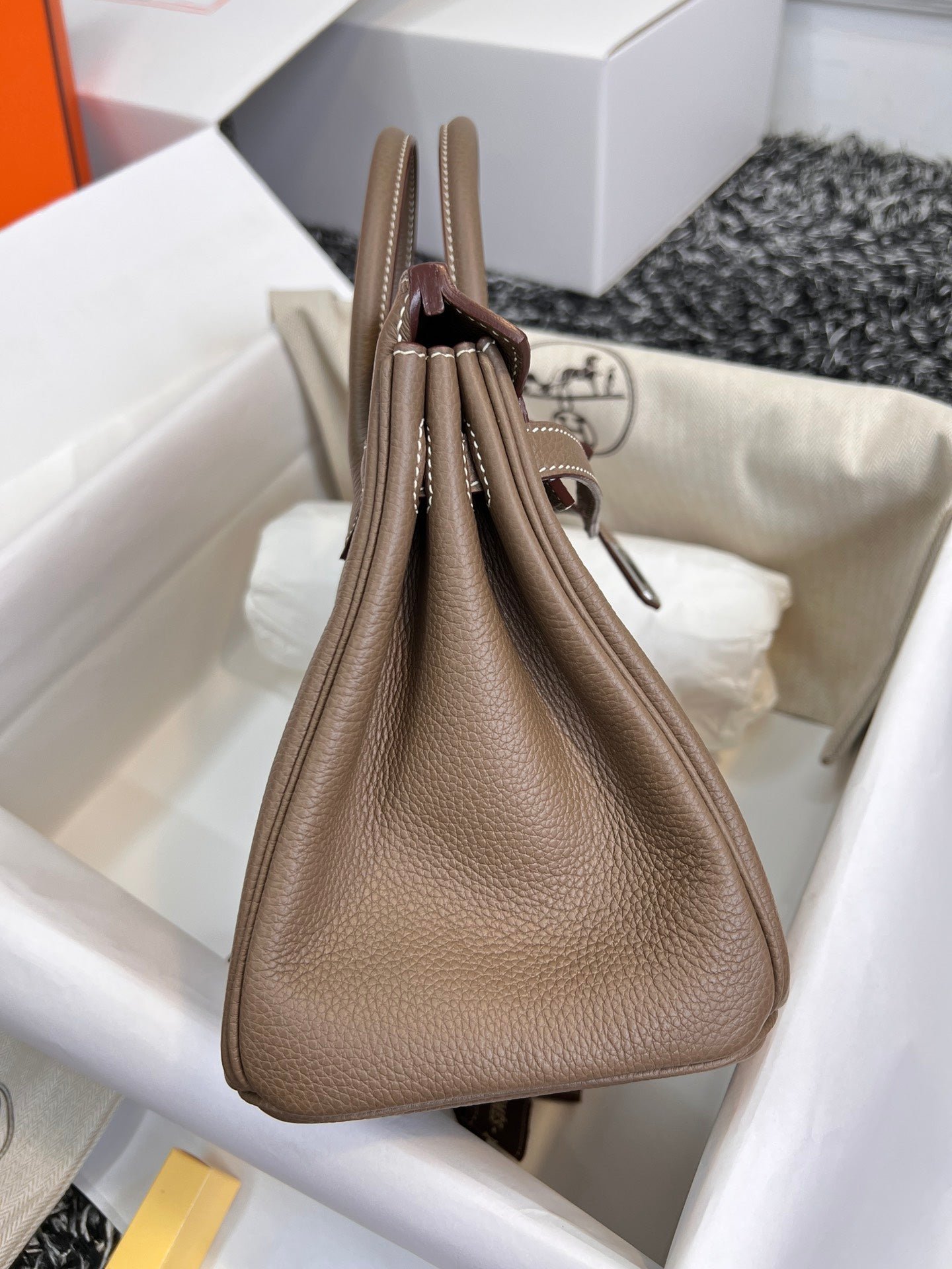 HM BIRKIN 25CM BROWN TOGO LEATHER SILVER HARDWARE - Image 3