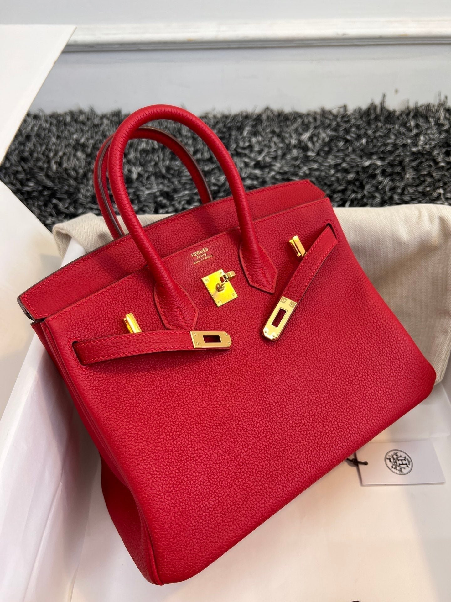 HM BIRKIN 25CM RED TOGO LEATHER GOLD HARDWARE - Image 6