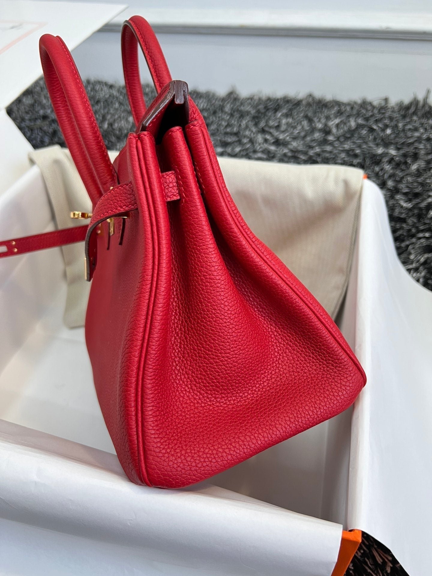 HM BIRKIN 25CM RED TOGO LEATHER GOLD HARDWARE - Image 8