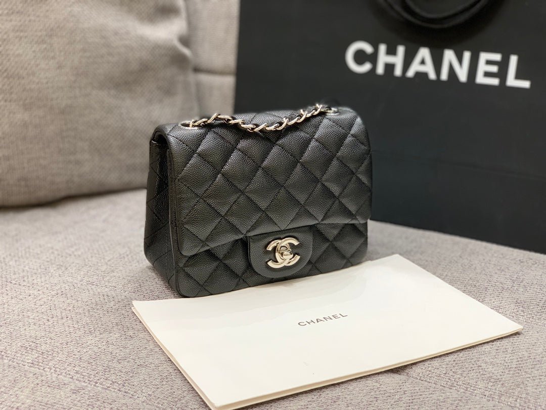 MINI SQUARE FLAP BAG 17CM BLACK CAVIAR SILVER HARDWARE - Image 13