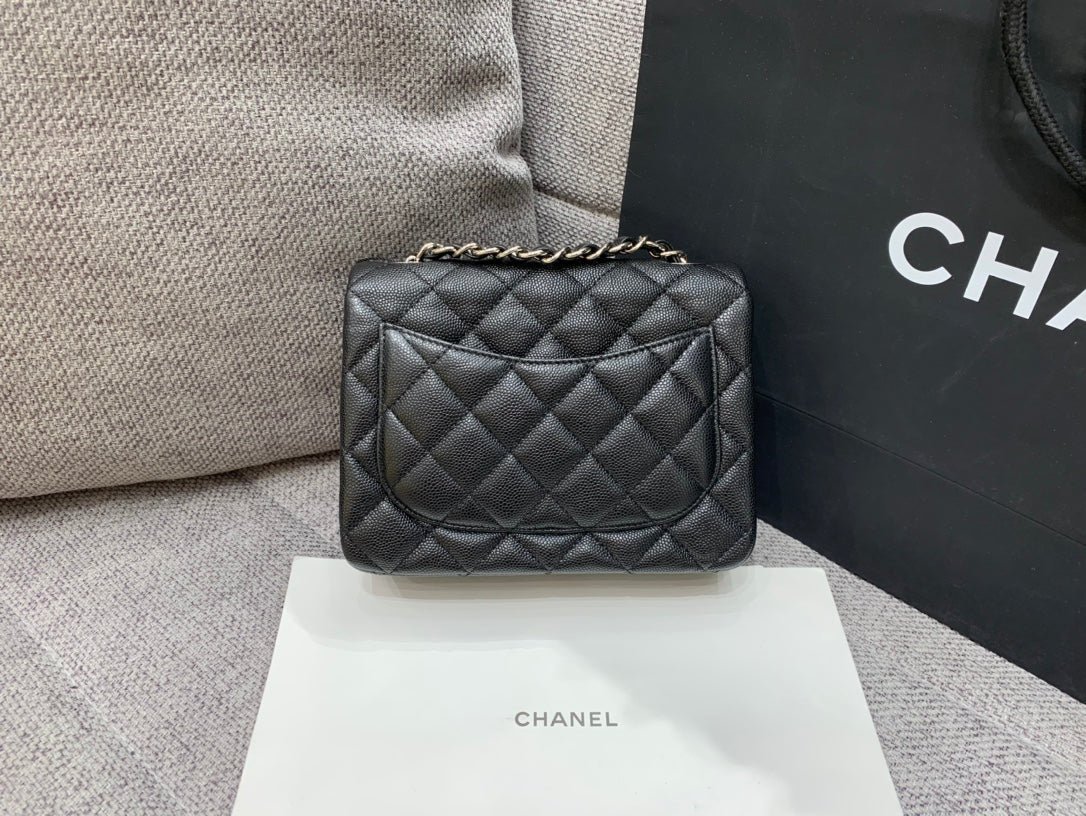 MINI SQUARE FLAP BAG 17CM BLACK CAVIAR SILVER HARDWARE - Image 8