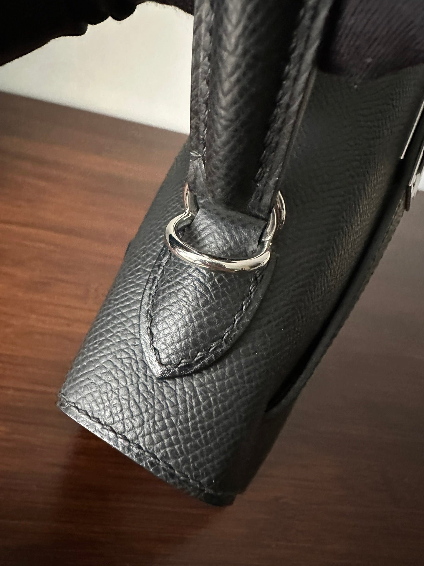 HM KELLY 25CM BLACK EPSOM SILVER HARDWARE - Image 15
