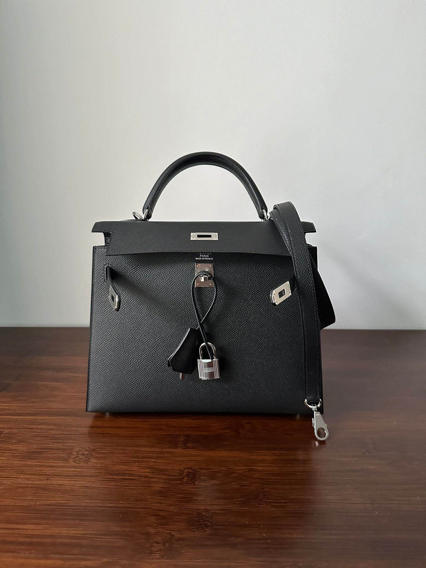 HM KELLY 25CM BLACK EPSOM SILVER HARDWARE - Image 7