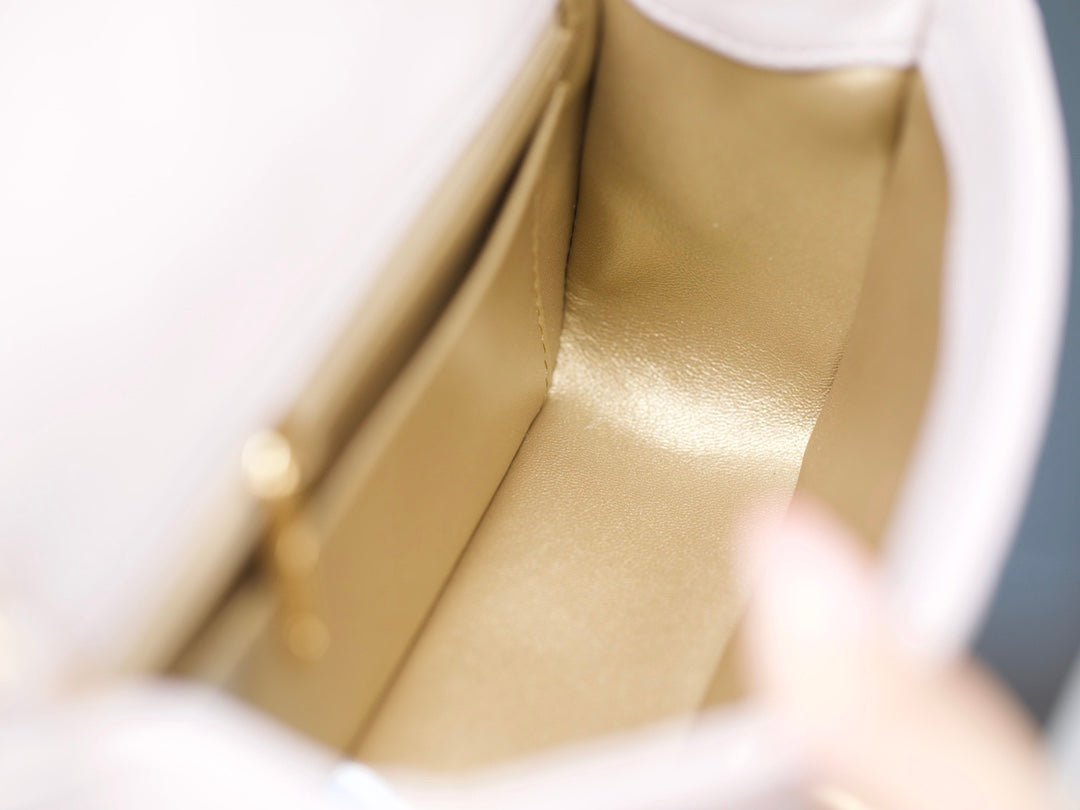 MINI RECTANGLE FLAP BAG 20CM LIGHT PINK LAMBSKIN GOLD HARDWARE - Image 18