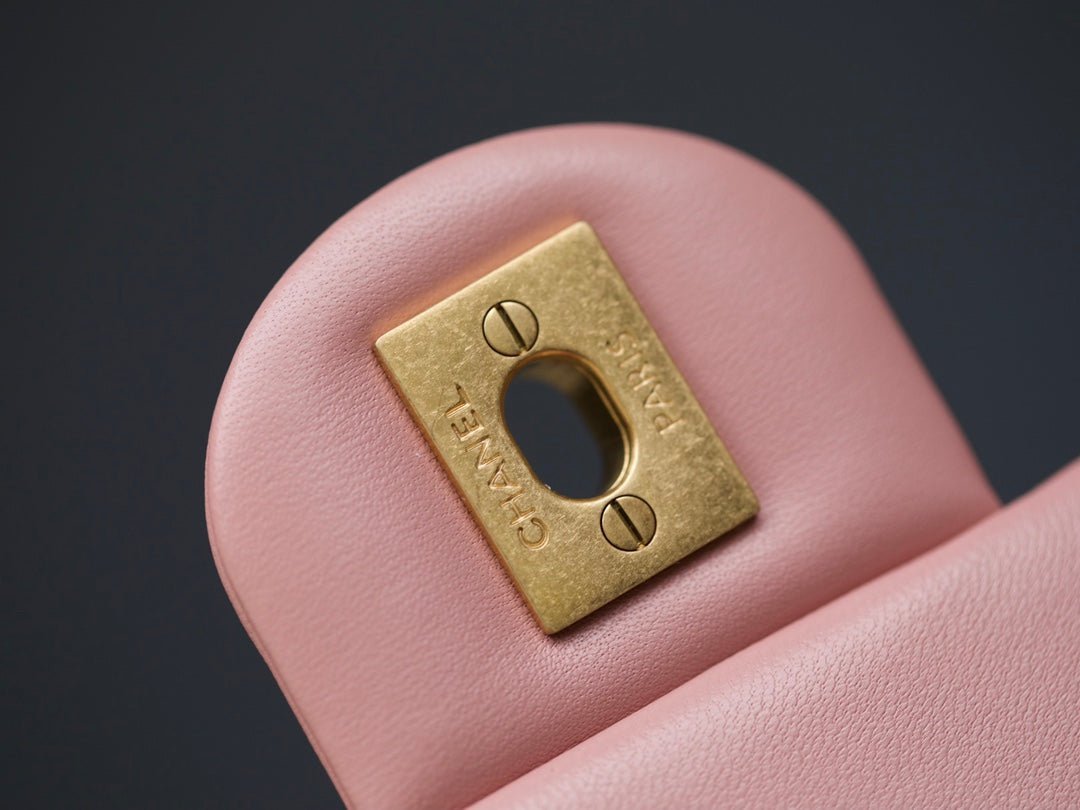 MINI RECTANGLE FLAP BAG 20CM PINK LAMBSKIN GOLD HARDWARE - Image 4