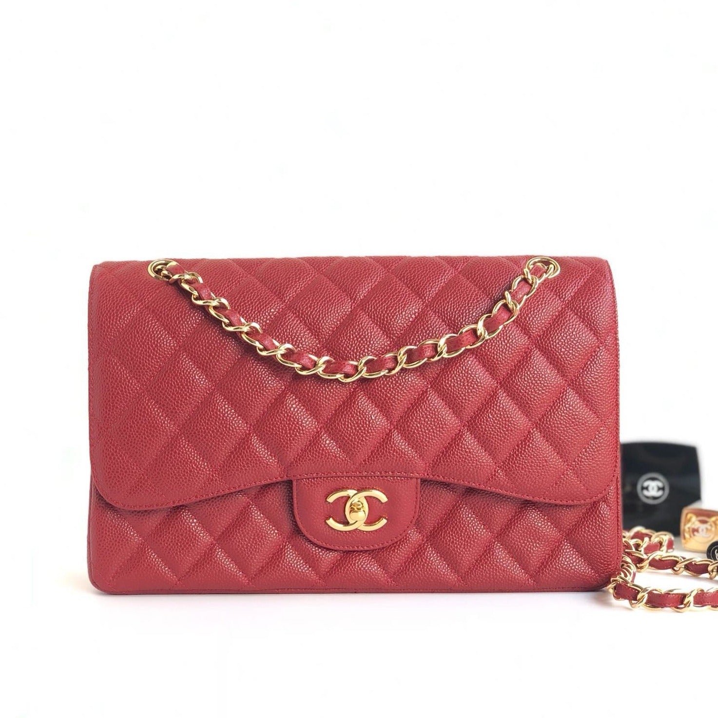 FLAP BAG JUMBO 30CM RED CAVIAR GOLD HARDWARE - Image 10