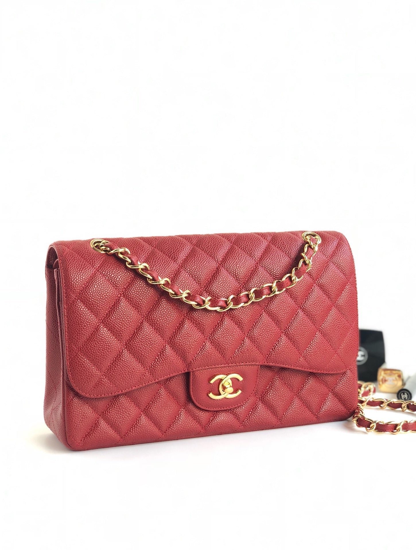 FLAP BAG JUMBO 30CM RED CAVIAR GOLD HARDWARE - Image 4