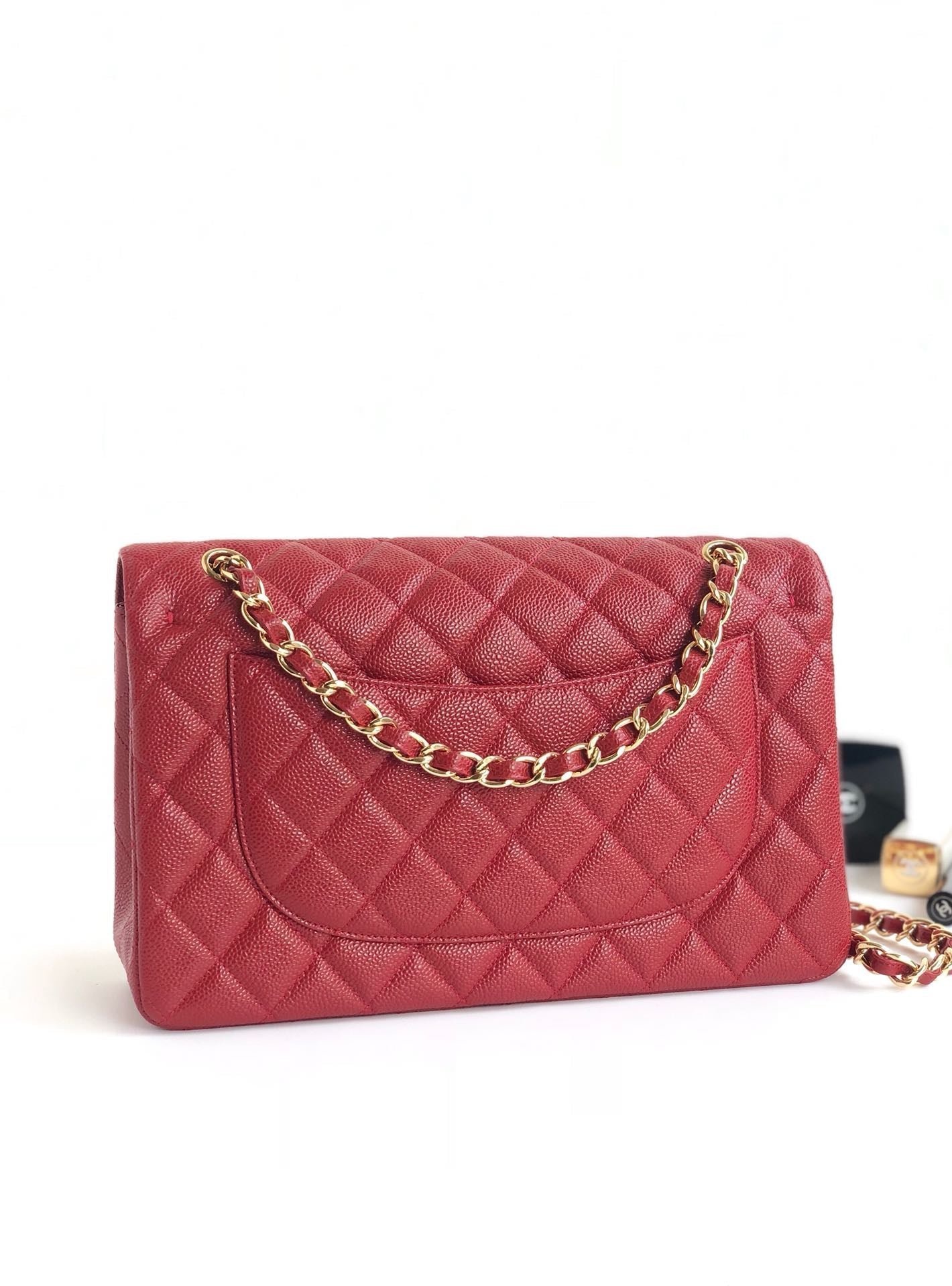 FLAP BAG JUMBO 30CM RED CAVIAR GOLD HARDWARE - Image 8