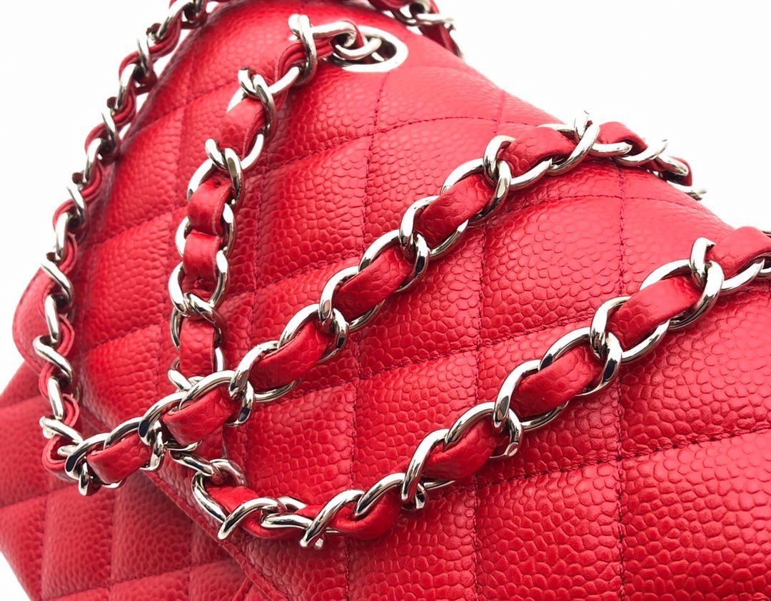 FLAP BAG MEDIUM 25CM RED CAVIAR SILVER HARDWARE - Image 6