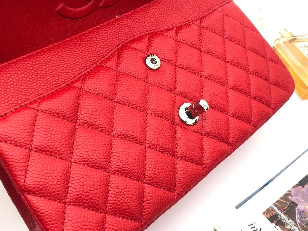 FLAP BAG MEDIUM 25CM RED CAVIAR SILVER HARDWARE - Image 16