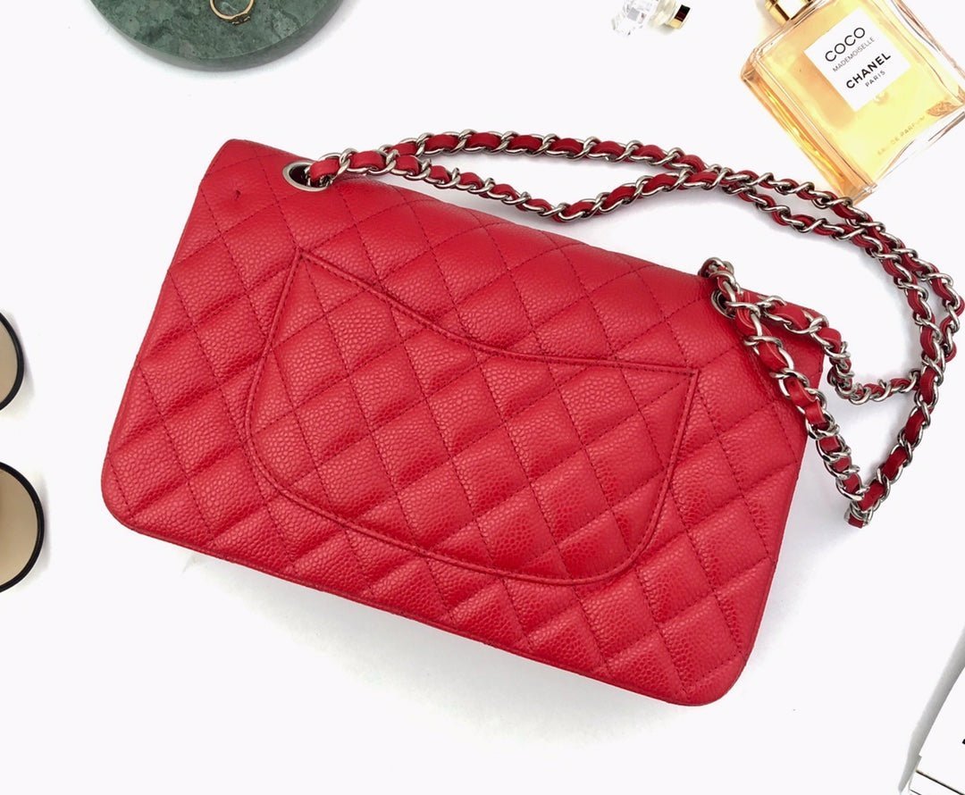 FLAP BAG MEDIUM 25CM RED CAVIAR SILVER HARDWARE - Image 8