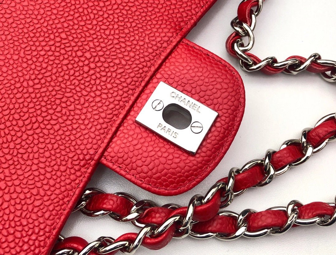 FLAP BAG MEDIUM 25CM RED CAVIAR SILVER HARDWARE - Image 9