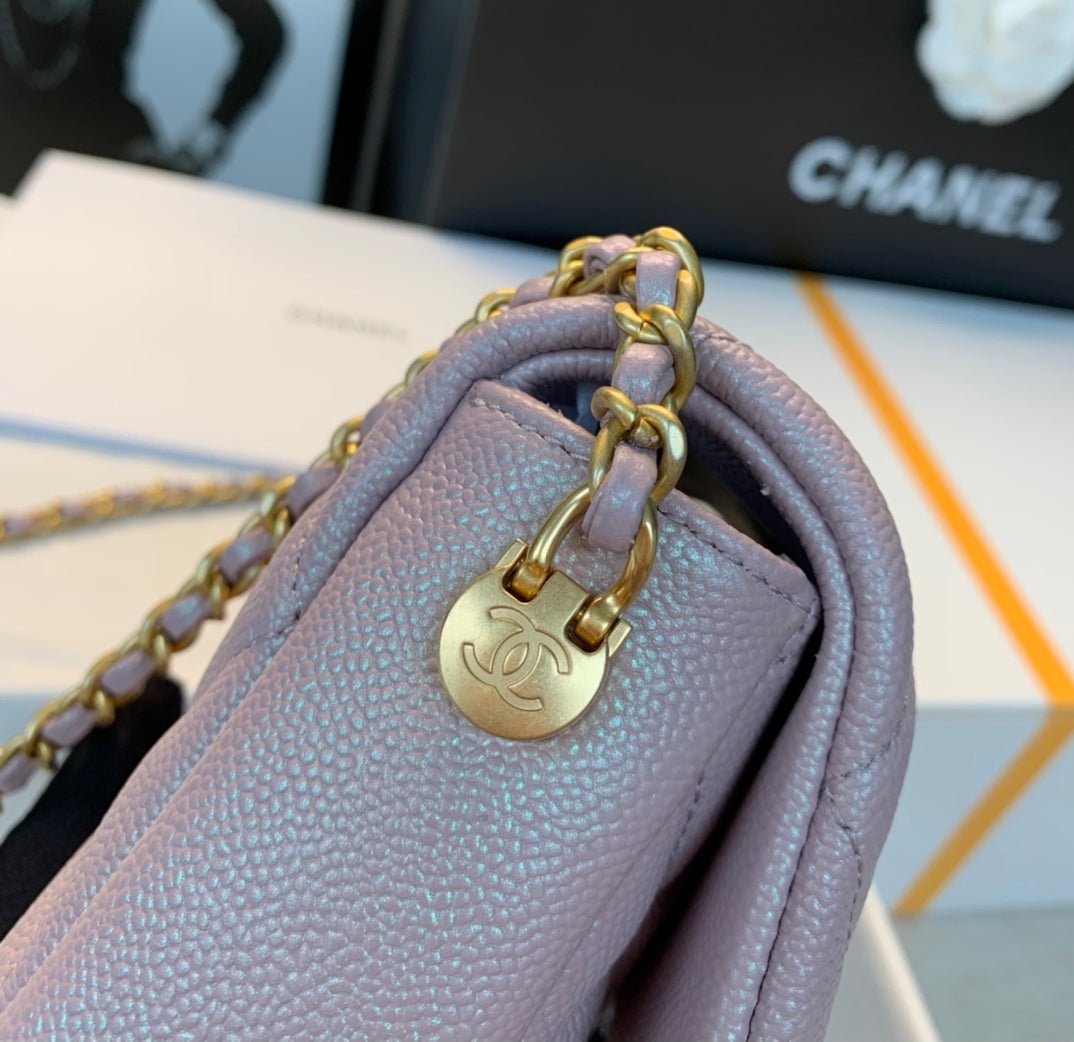 CHANEL 25S CLASSIC FLAP 19 CM IN MAUVE PINK CAVIAR LEATHER WITH GOLD HARDWARE - Image 12