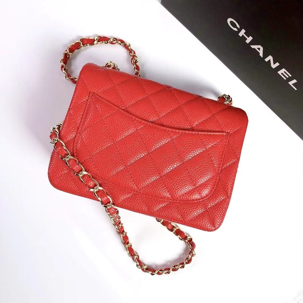 MINI SQUARE FLAP BAG 17CM RED CAVIAR GOLD HARDWARE - Image 3