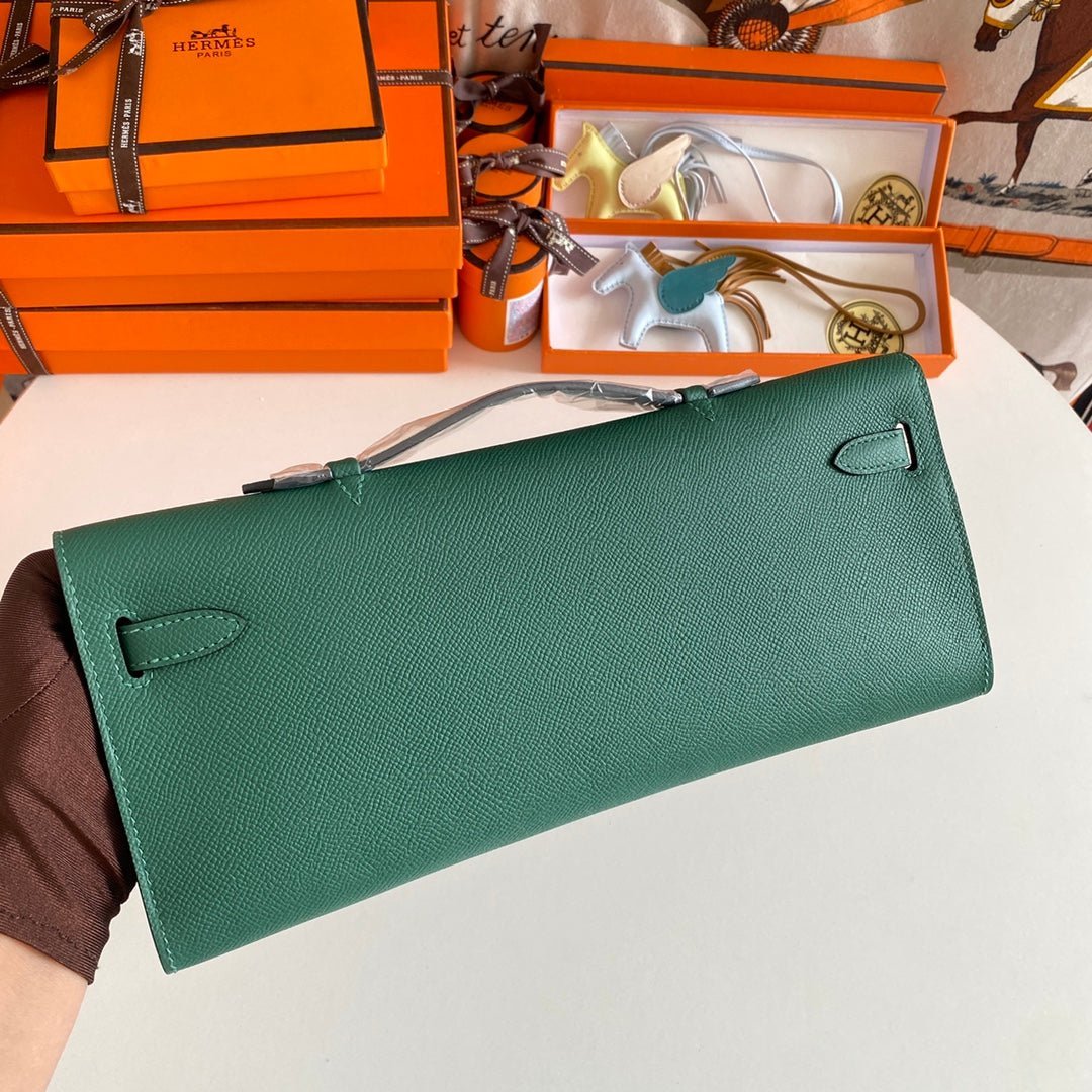 KELLY CUT 31 IN GREEN FOREST CALFSKIN WITH GOLD HARDWARE - Image 7