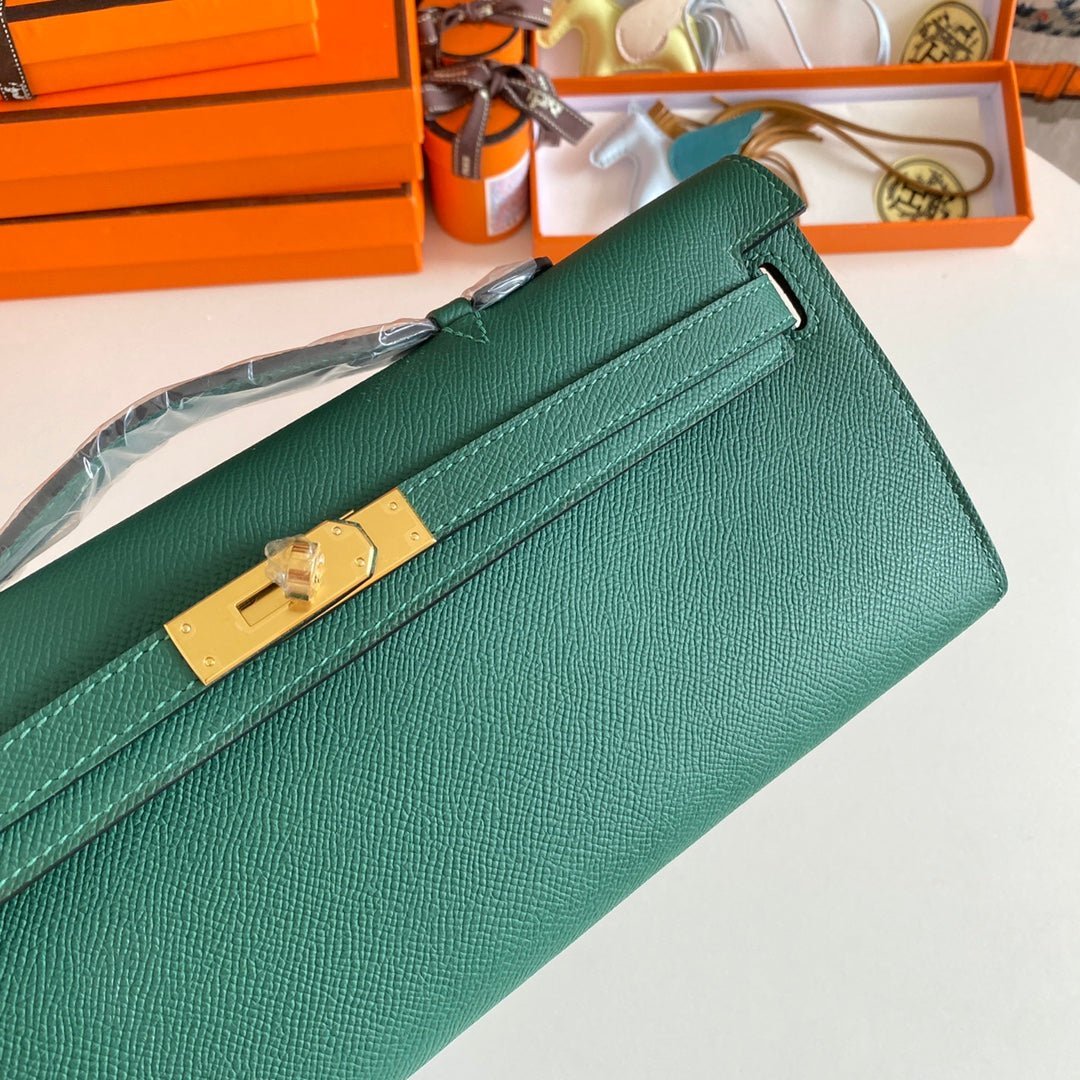 KELLY CUT 31 IN GREEN FOREST CALFSKIN WITH GOLD HARDWARE - Image 5