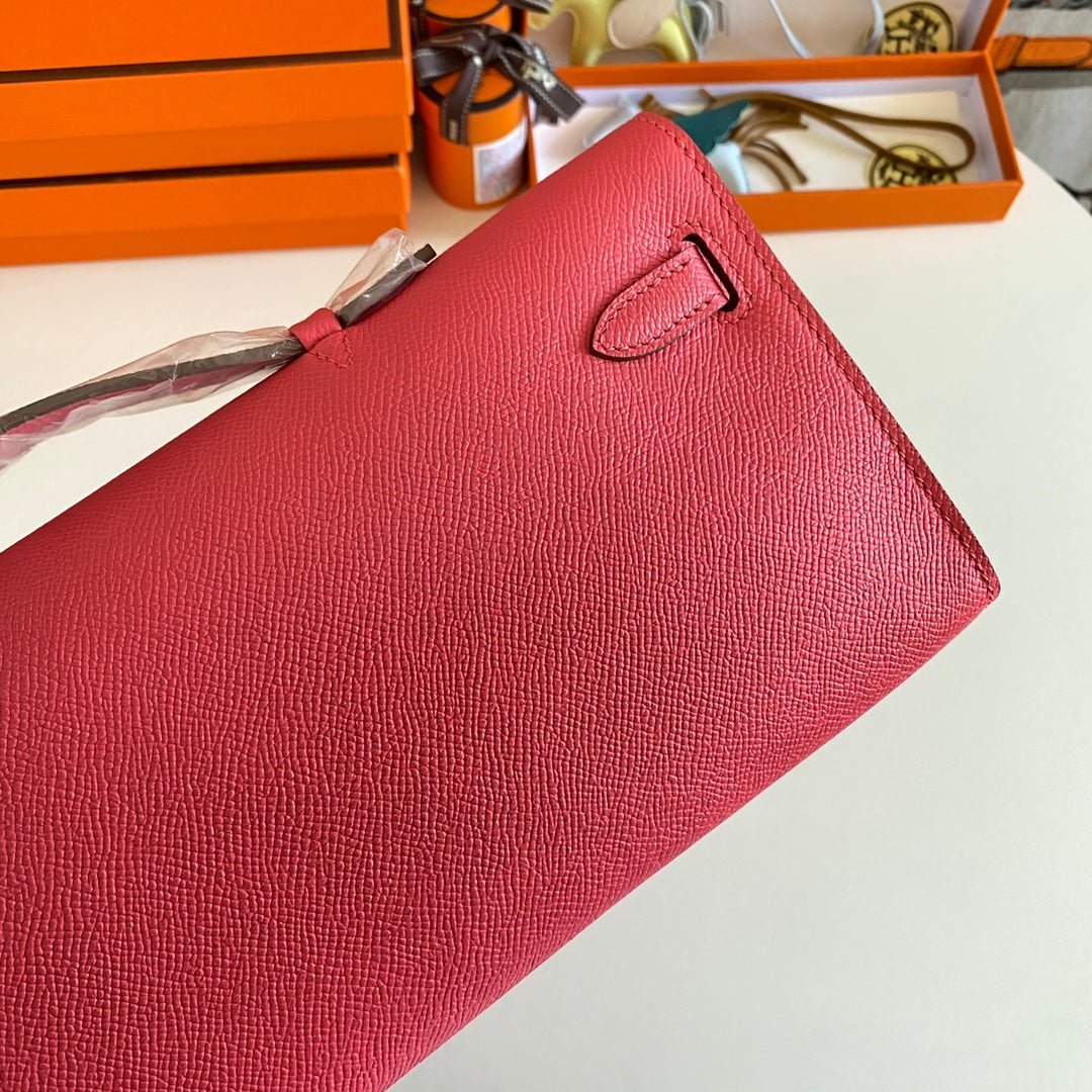KELLY CUT 31 IN WATERMELON PINK CALFSKIN WITH SILVER HARDWARE - Image 7