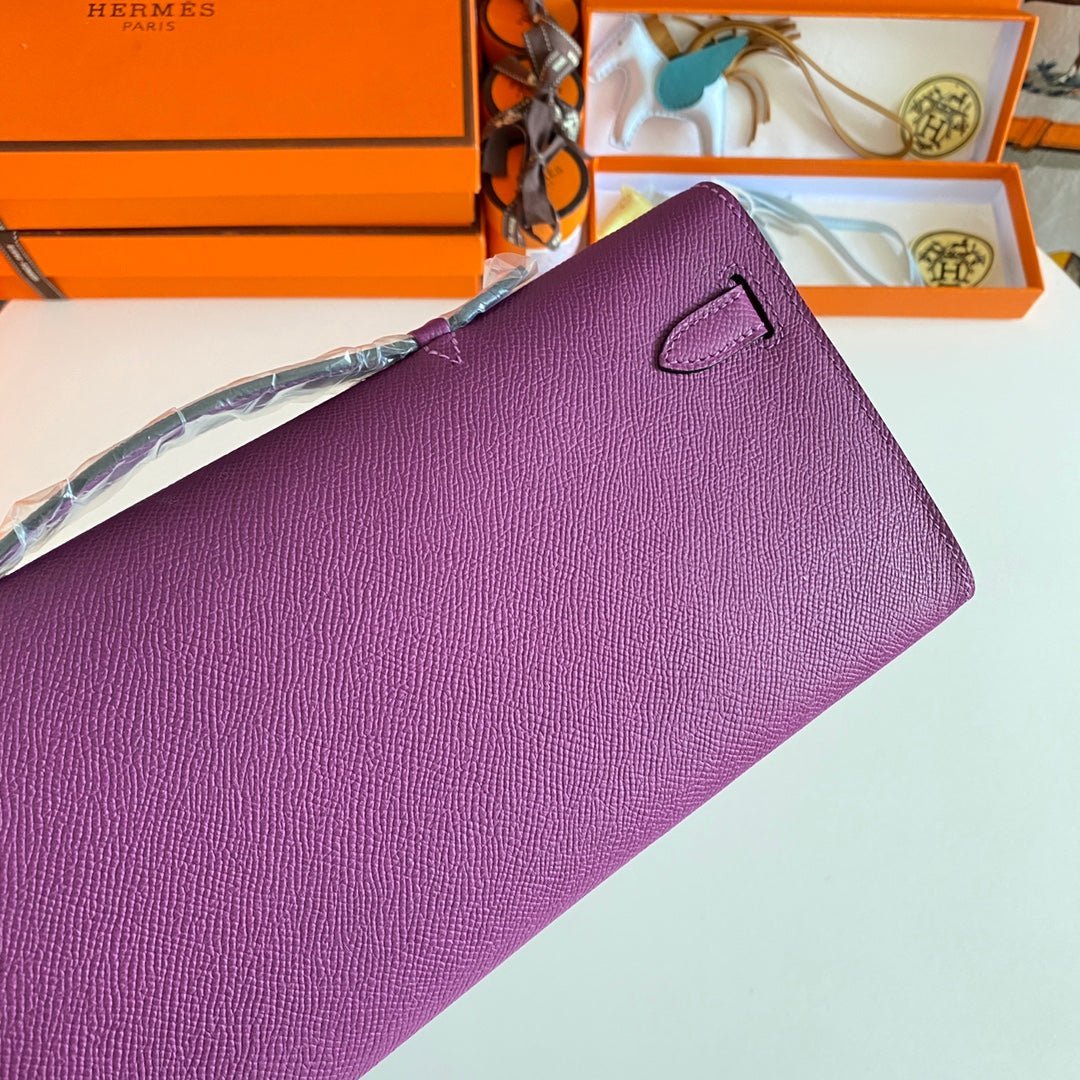 KELLY CUT 31 IN VIOLET PURPLE CALFSKIN WITH SILVER HARDWARE - Image 6