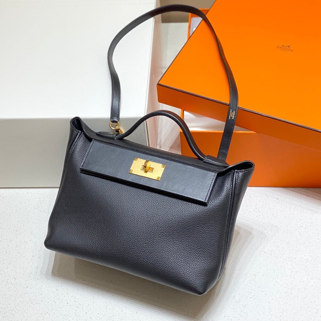 HM 26S 24/24 29MM IN BLACK EVERCOLOR CALFSKIN GOLD KELLY BUCKLE