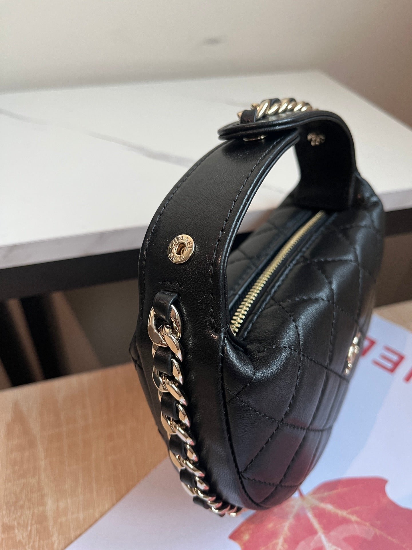 MINI HOBO BAG 16 IN BLACK LAMBSKIN - Image 10