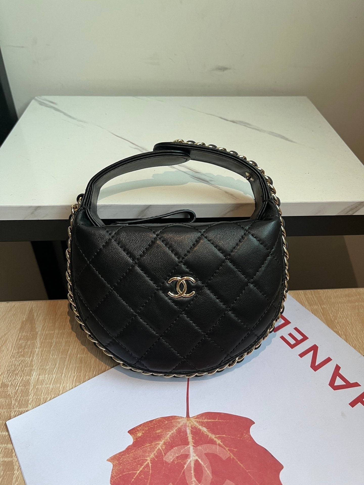 MINI HOBO BAG 16 IN BLACK LAMBSKIN - Image 7