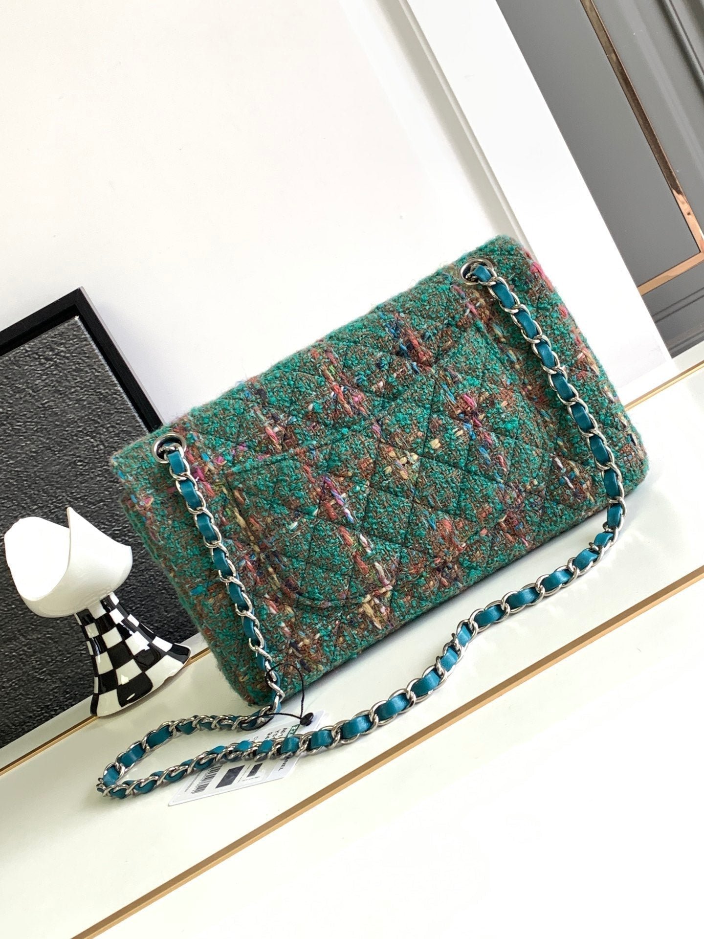 CC MEDIUM 25 CLASSIC BAG IN GREEN FOREST WOOL TWEED - Image 11
