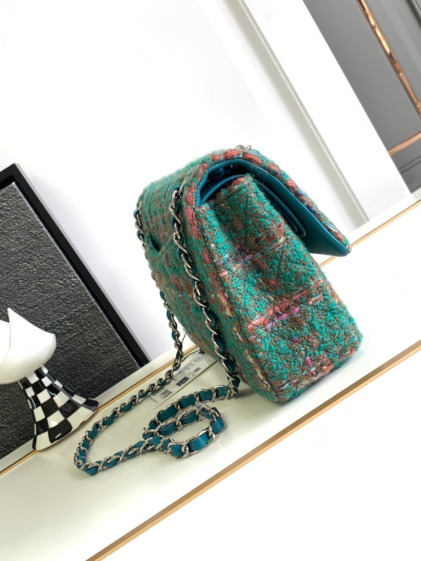 CC MEDIUM 25 CLASSIC BAG IN GREEN FOREST WOOL TWEED - Image 7