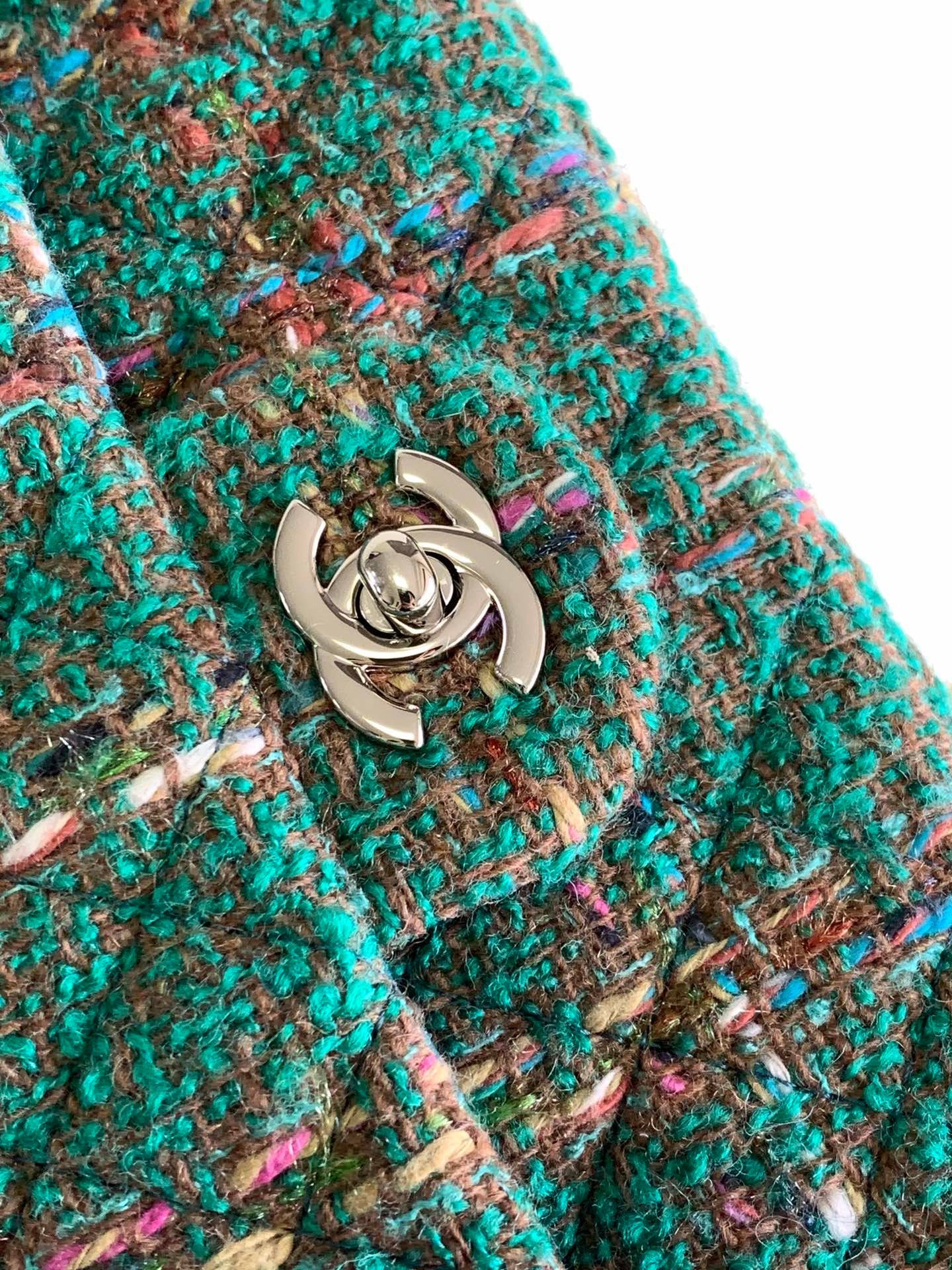 CC MEDIUM 25 CLASSIC BAG IN GREEN FOREST WOOL TWEED - Image 14