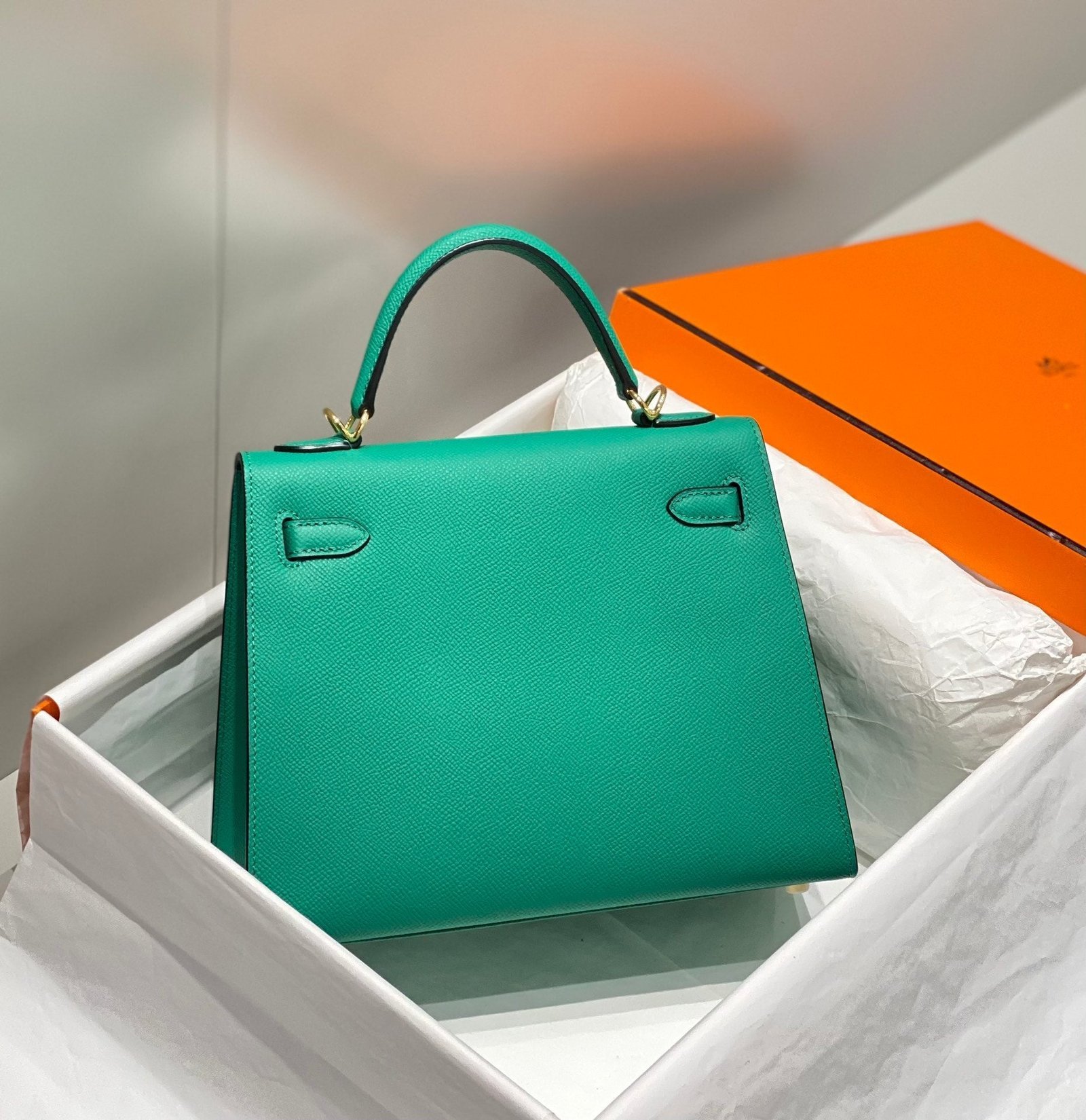 KELLY 25CM IN VERT VERTIGO EPSOM CALFSKIN GOLD HARDWARE - Image 3
