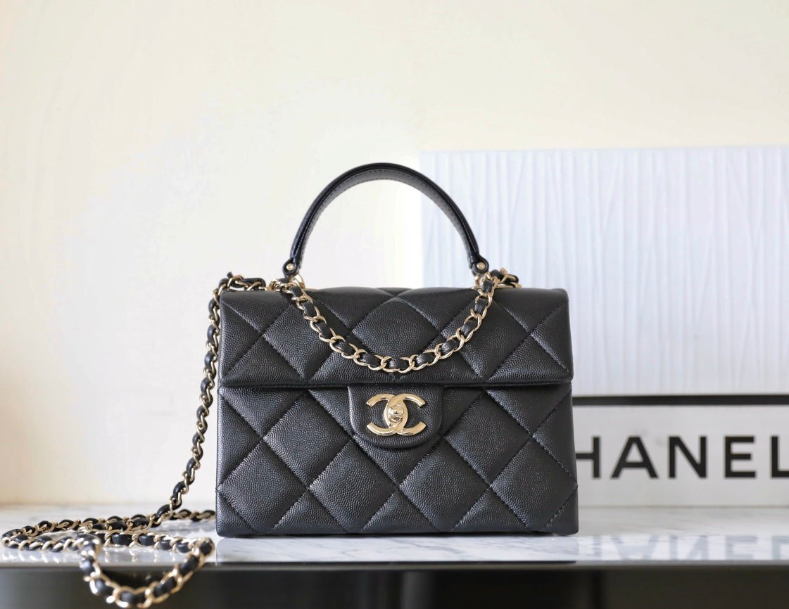 CHANEL 25S FLAP BAG 21 CM IN BLACK LAMBSKIN WITH GOLD HARDWARE - Image 3
