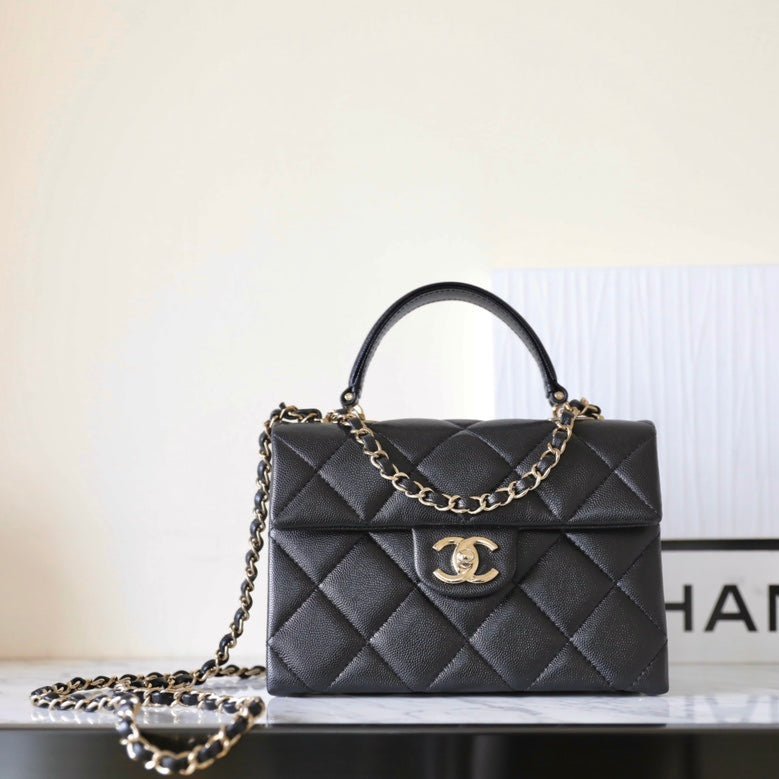 CHANEL 25S FLAP BAG 21 CM IN BLACK LAMBSKIN WITH GOLD HARDWARE - Image 2