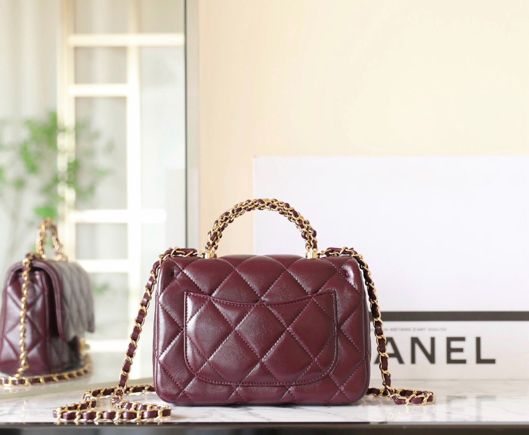 CHANEL 25S FLAP BAG 19 CM IN DARK RED LAMBSKIN WITH GOLD HARDWARE - Image 13