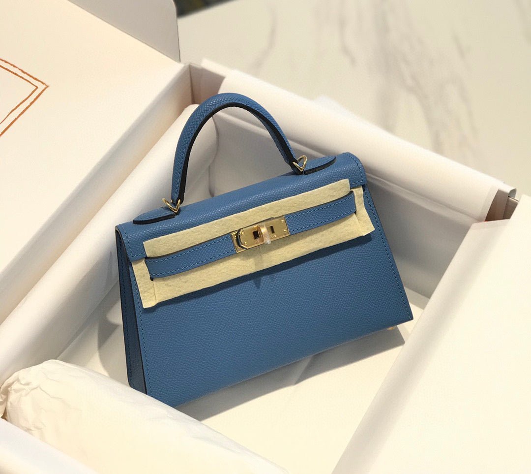 HM KELLY MINI 20 BLUE EPSOM GOLD HARDWARE - Image 2