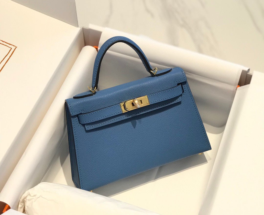 HM KELLY MINI 20 BLUE EPSOM GOLD HARDWARE - Image 4