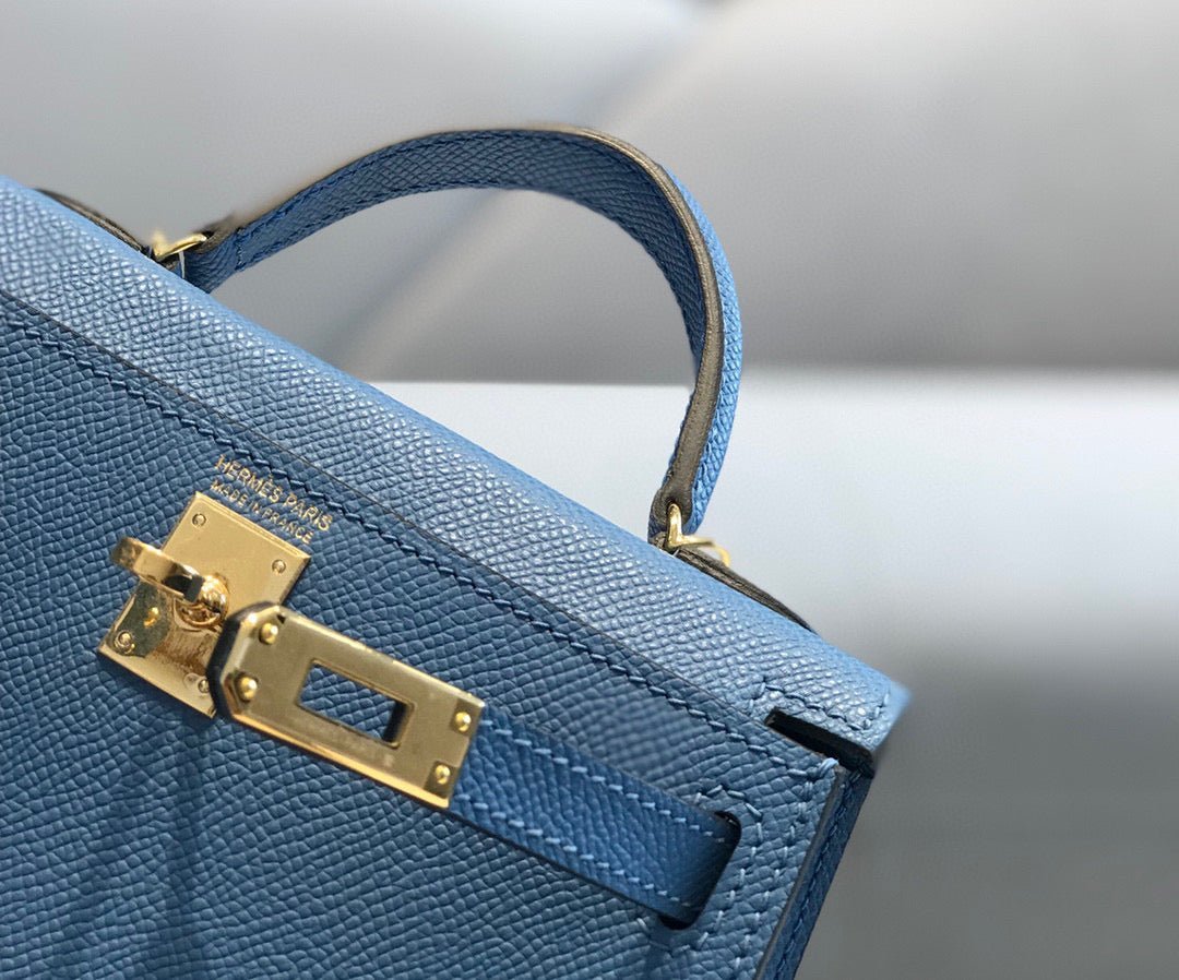HM KELLY MINI 20 BLUE EPSOM GOLD HARDWARE - Image 5