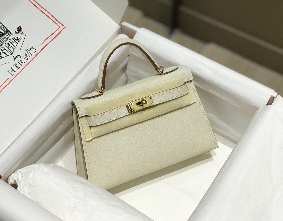 HM KELLY MINI 20 WHITE EPSOM GOLD HARDWARE - Image 10