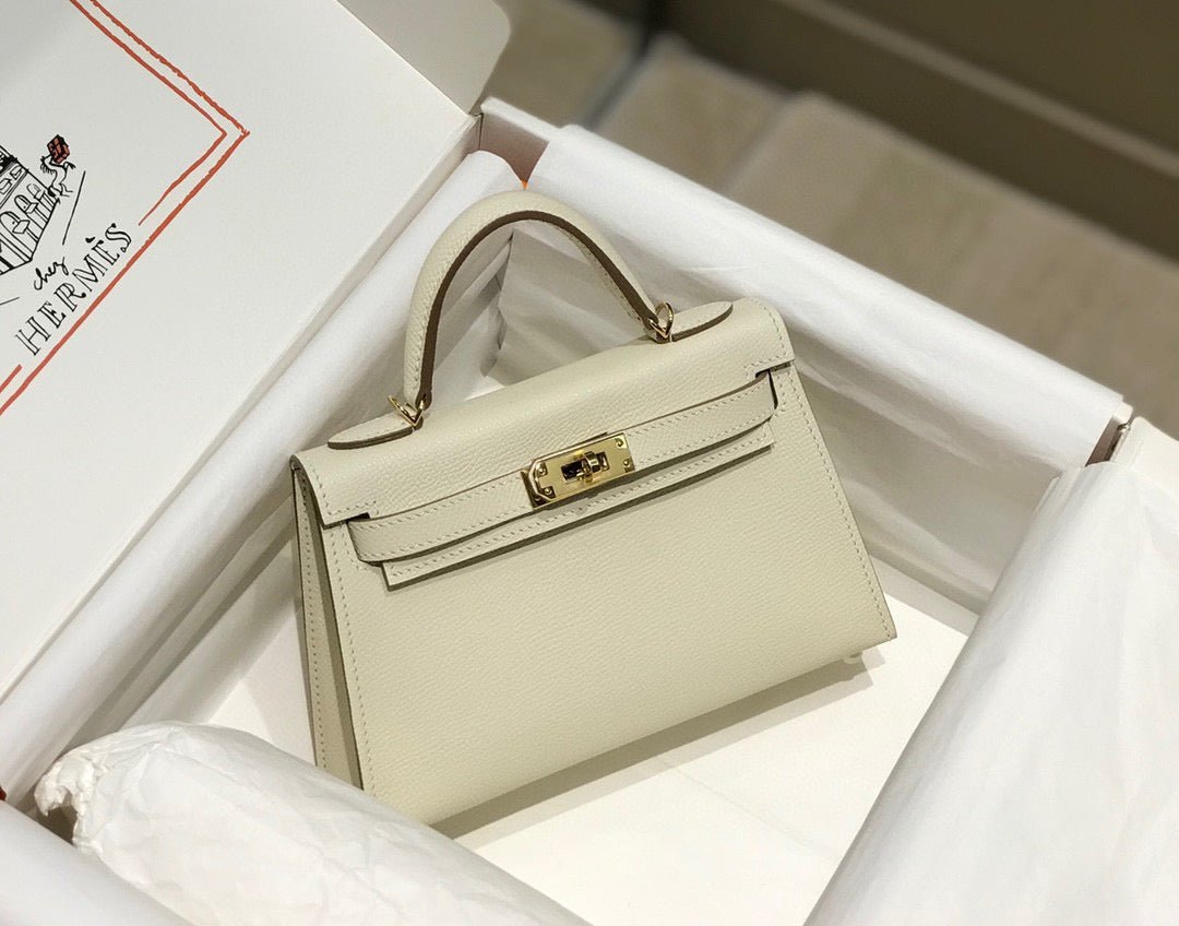 HM KELLY MINI 20 WHITE EPSOM GOLD HARDWARE - Image 3