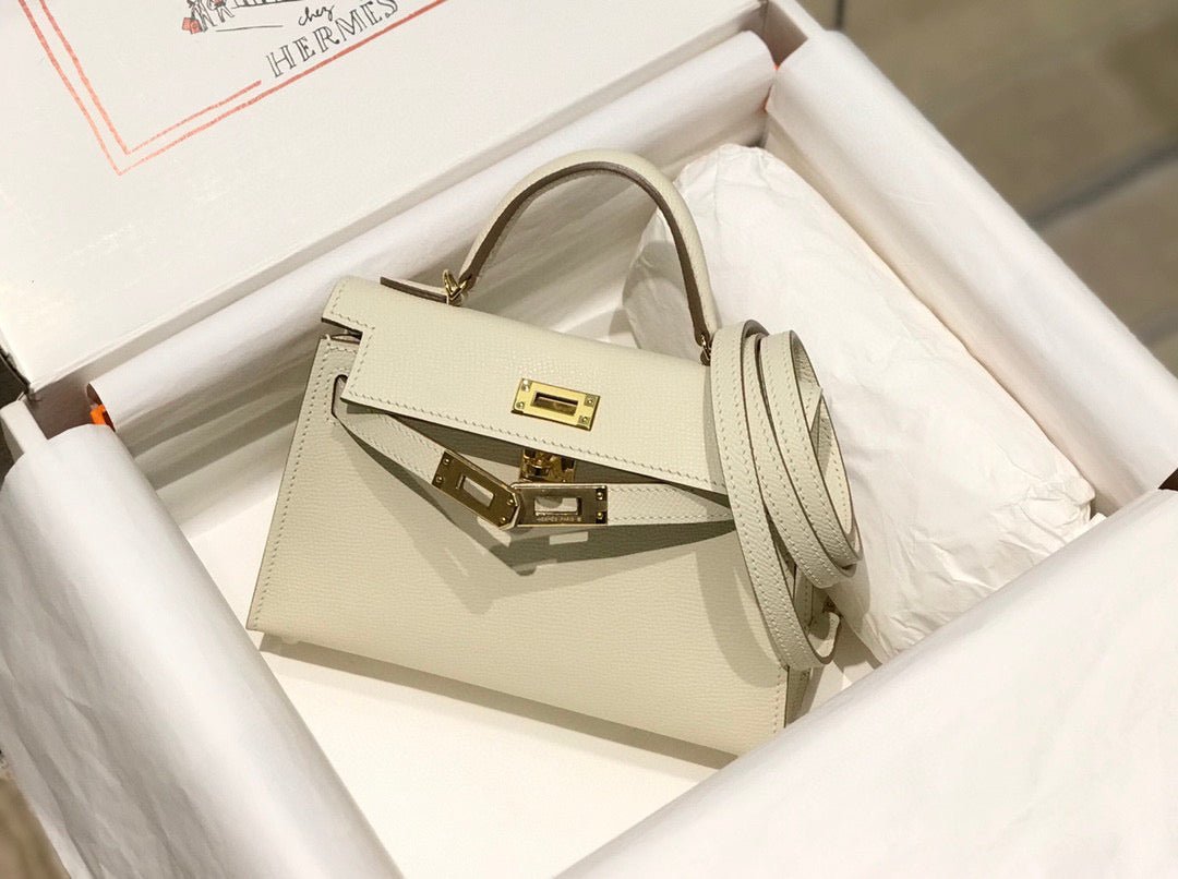 HM KELLY MINI 20 WHITE EPSOM GOLD HARDWARE - Image 4