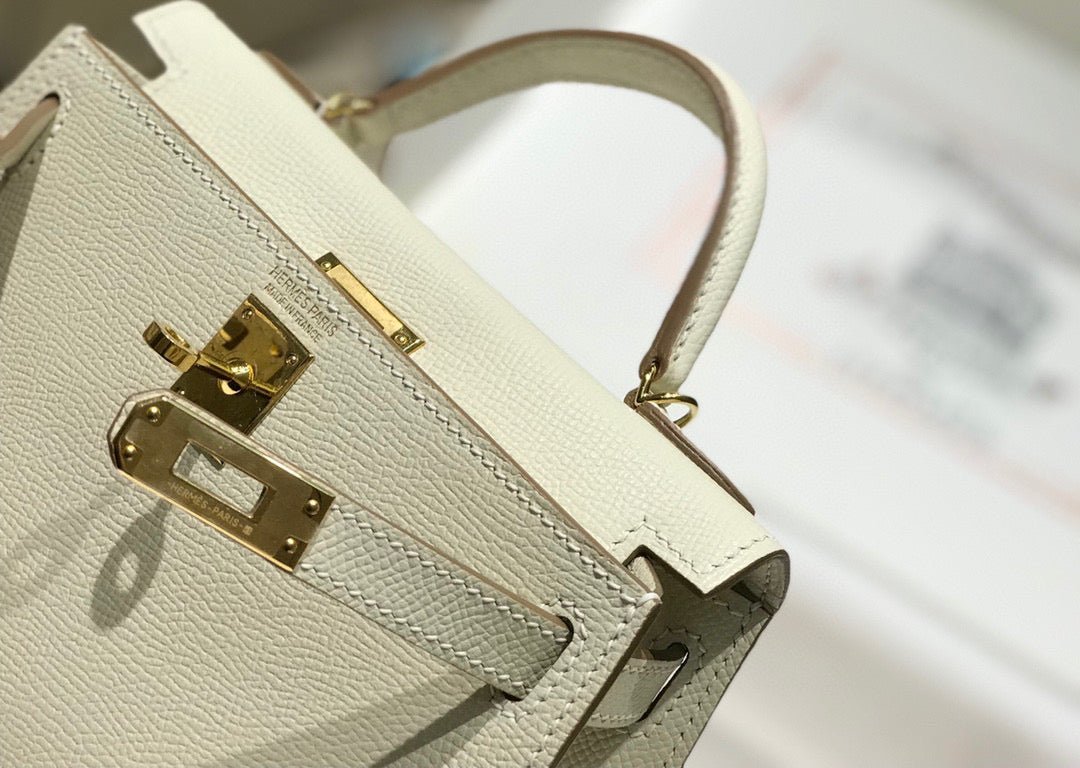 HM KELLY MINI 20 WHITE EPSOM GOLD HARDWARE - Image 14