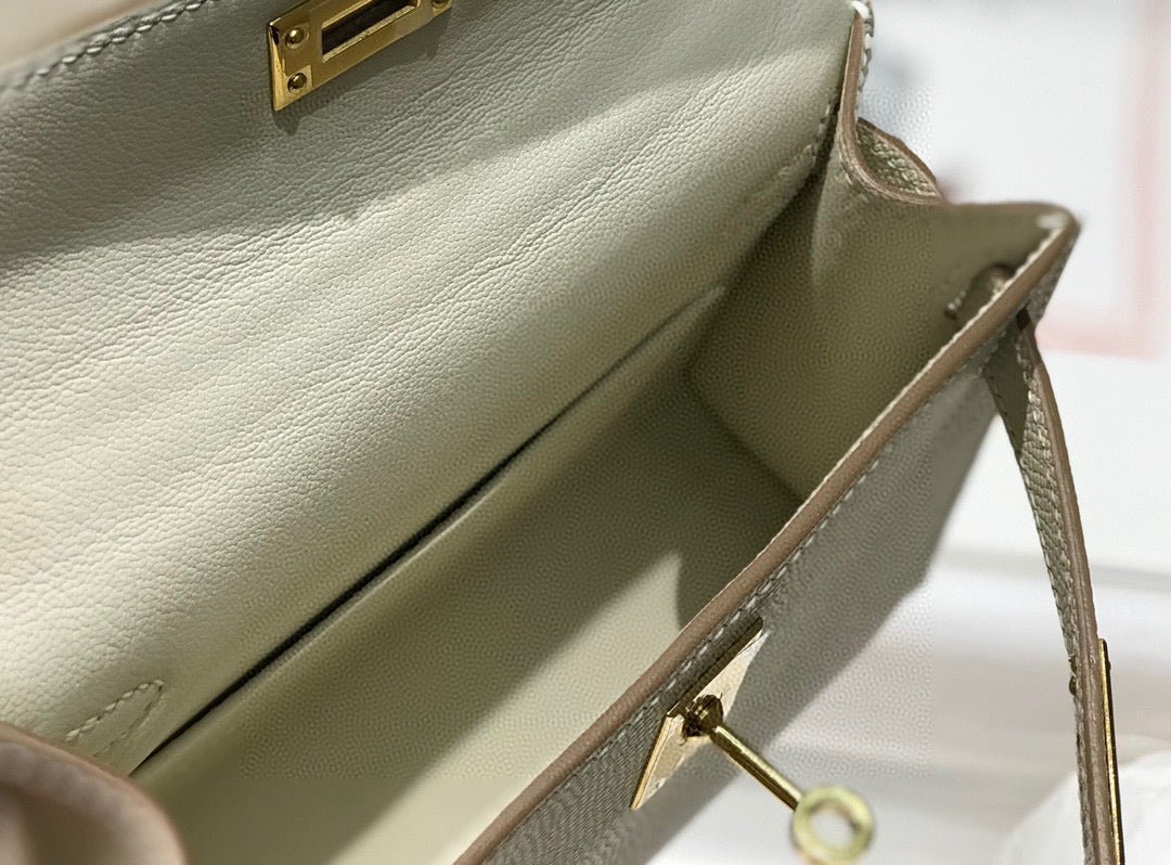 HM KELLY MINI 20 WHITE EPSOM GOLD HARDWARE - Image 9