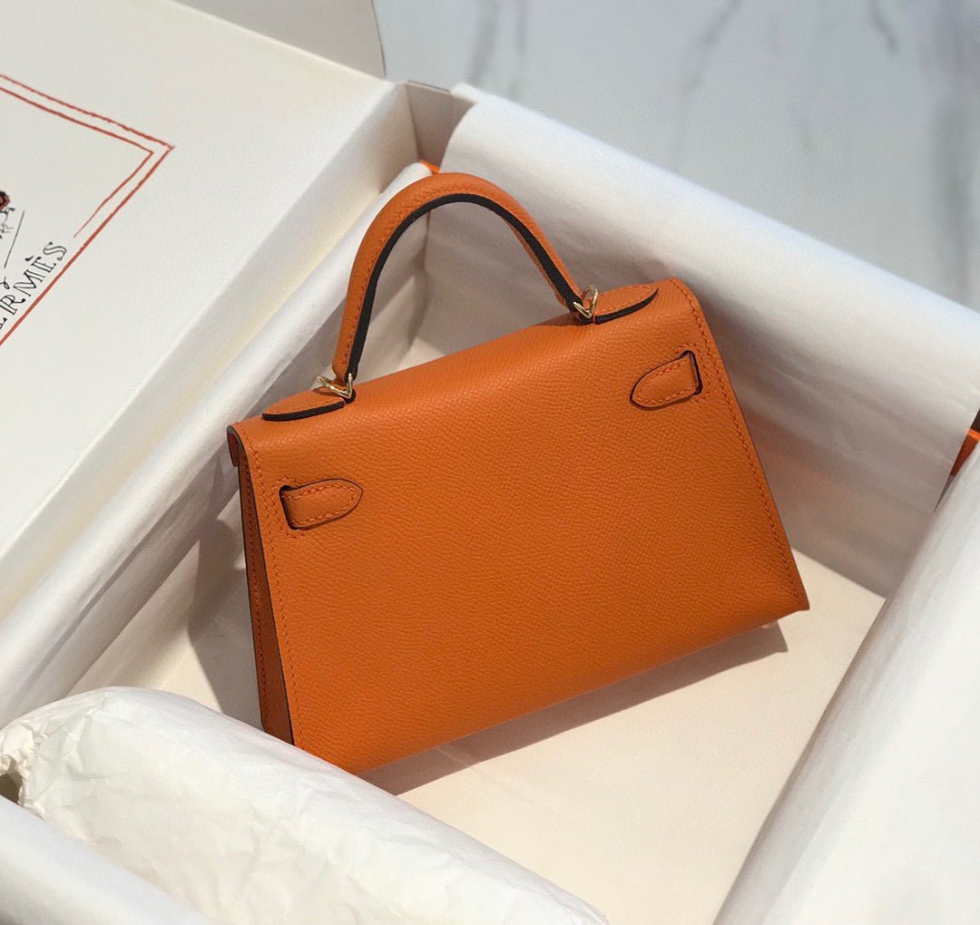 HM KELLY MINI 20 ORANGE EPSOM GOLD HARDWARE - Image 11