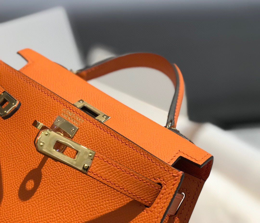 HM KELLY MINI 20 ORANGE EPSOM GOLD HARDWARE - Image 5