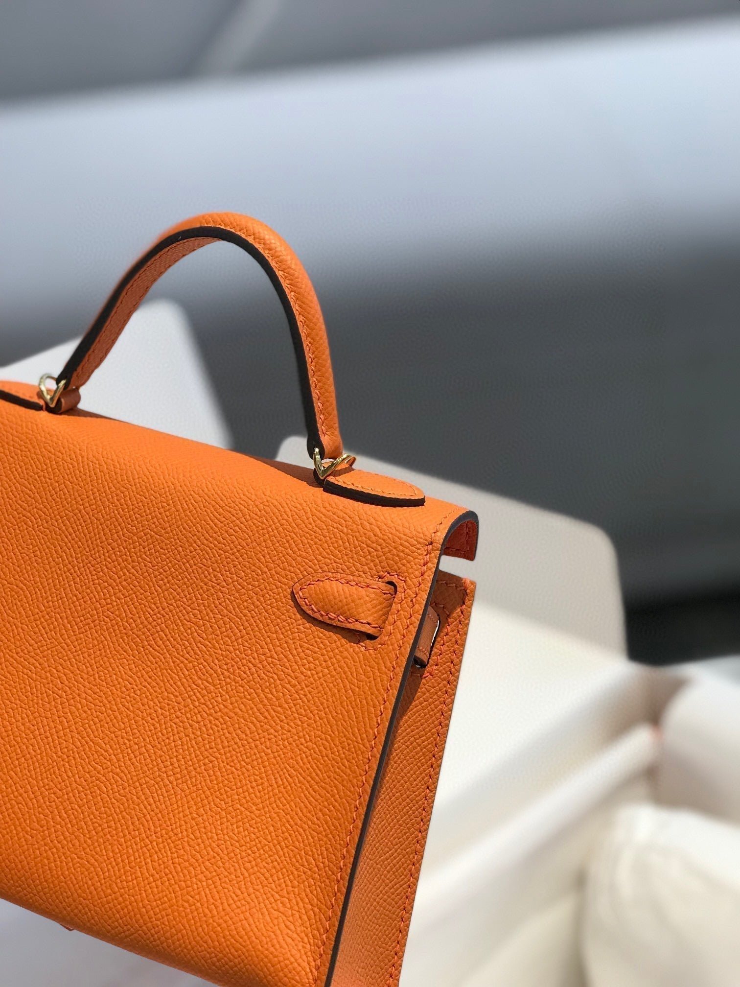 HM KELLY MINI 20 ORANGE EPSOM GOLD HARDWARE - Image 15