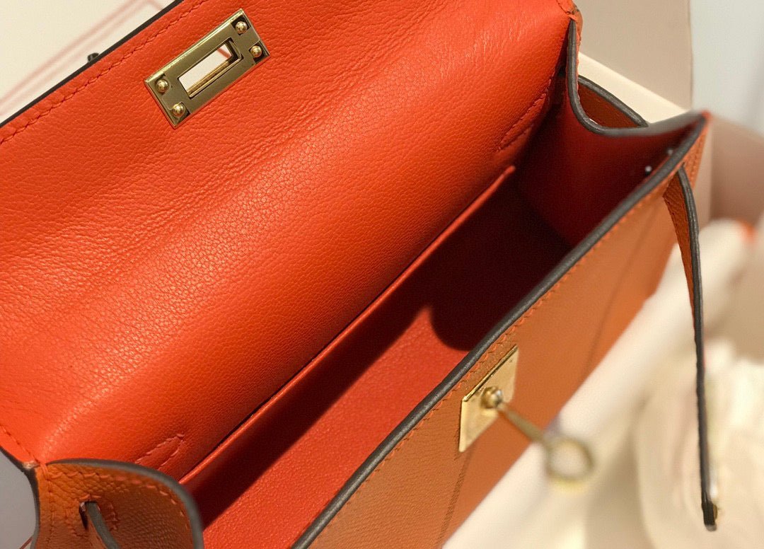 HM KELLY MINI 20 ORANGE EPSOM GOLD HARDWARE - Image 8