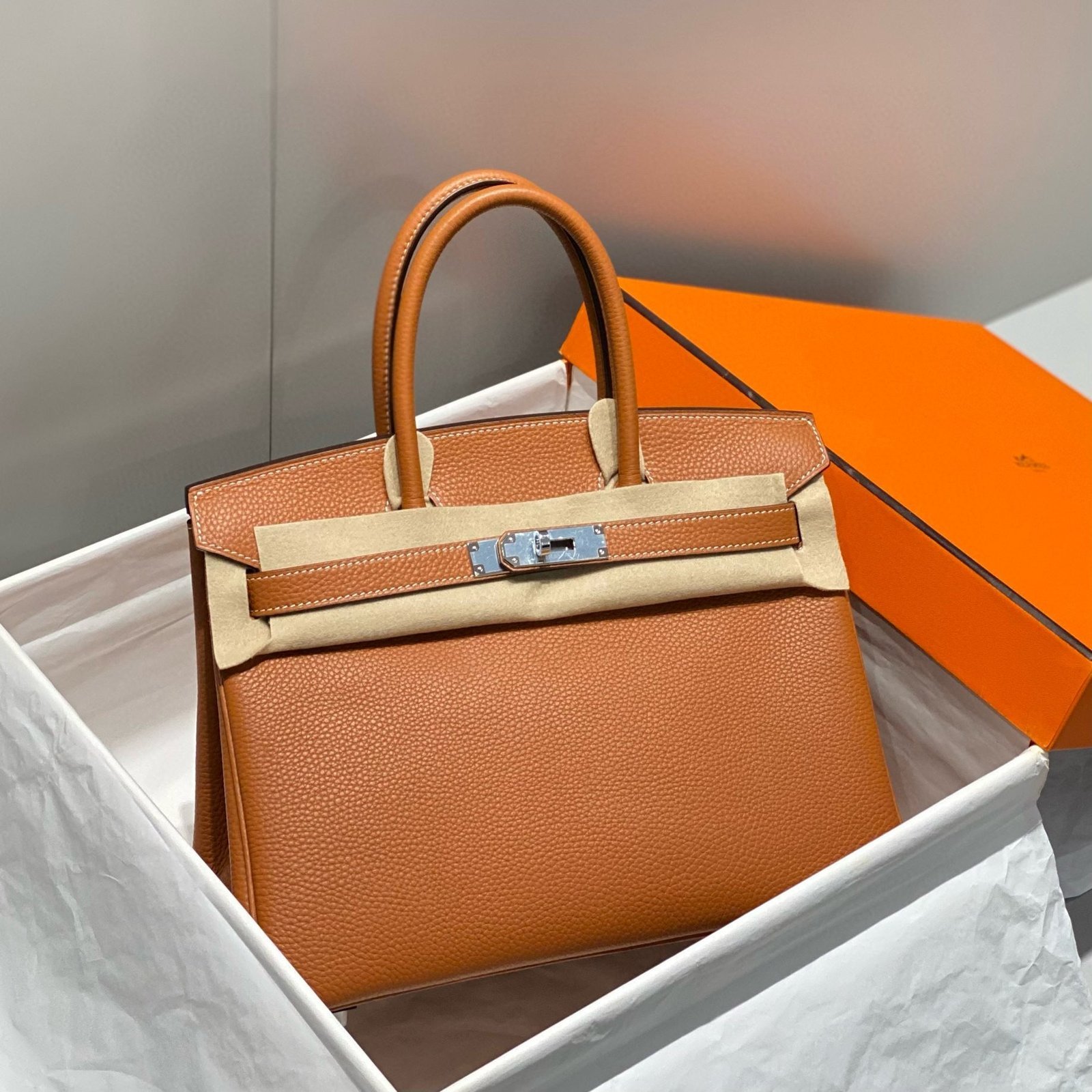 HM BIRKIN 30CM BROWN TOGO LEATHER SILVER HARDWARE - Image 10