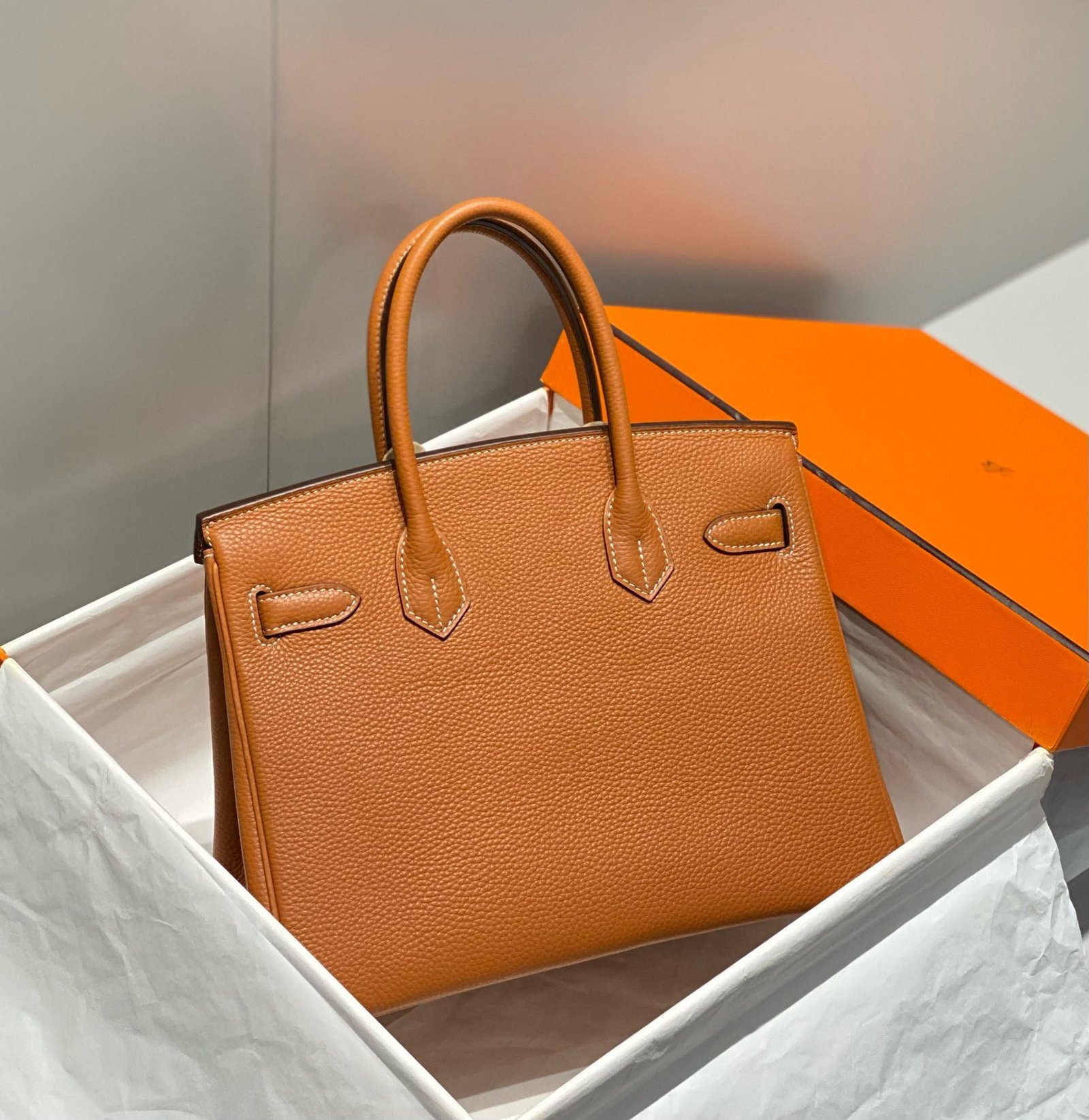 HM BIRKIN 30CM BROWN TOGO LEATHER SILVER HARDWARE - Image 11