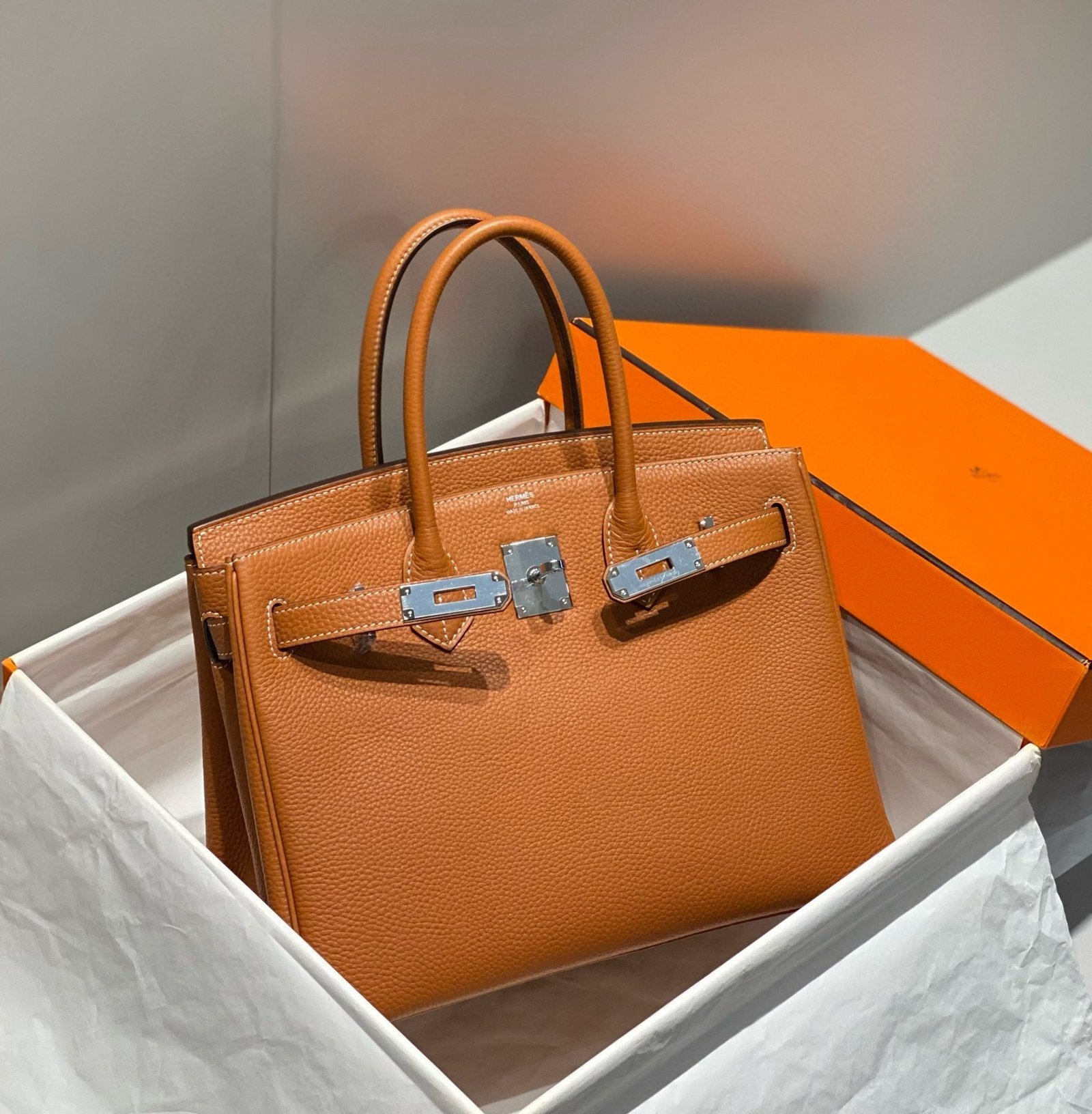 HM BIRKIN 30CM BROWN TOGO LEATHER SILVER HARDWARE - Image 12