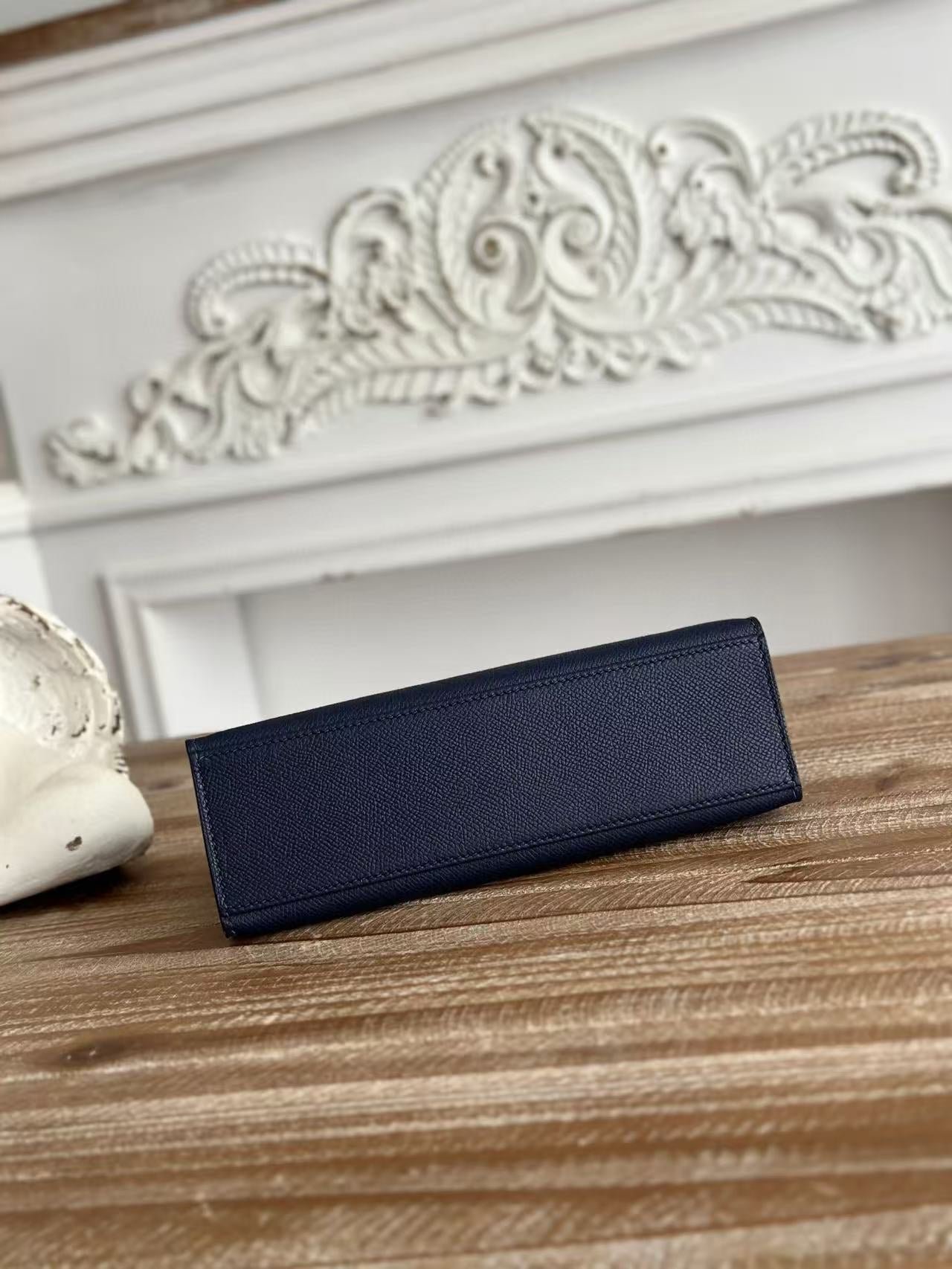 HM KELLY MINI POCHETTE 22 IN NAVY BLUE CALFSKIN - Image 7