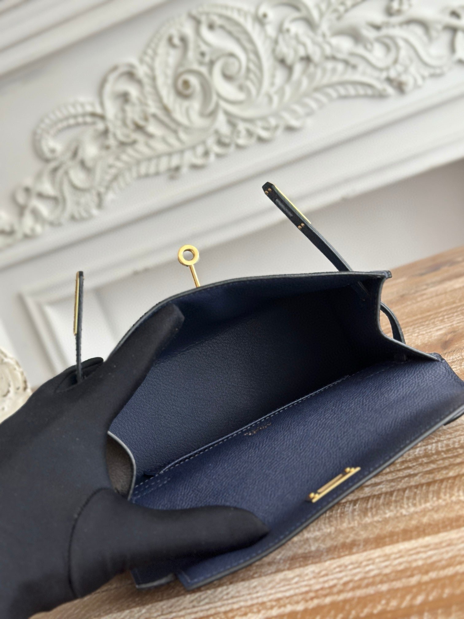 HM KELLY MINI POCHETTE 22 IN NAVY BLUE CALFSKIN - Image 2